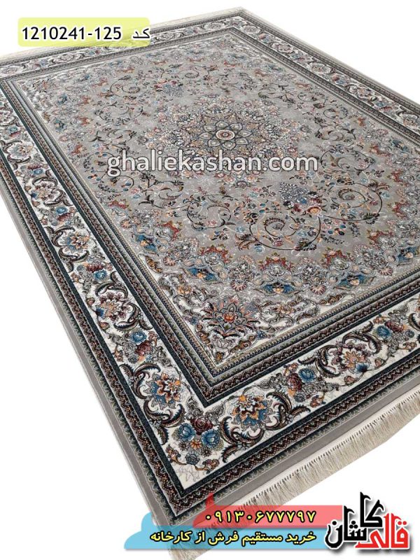 فرش کاشان خرید فرش 700 شانه طرح میخک زمینه فیلی قالی کاشان - طرح فرش جدید