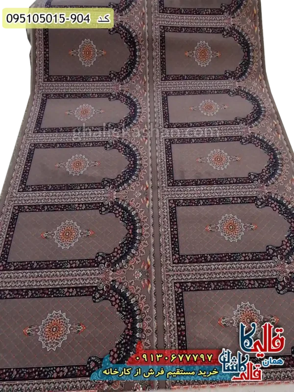 سجاده فرش نماز مسجد طرح 700 طرح فردوس رنگ گردویی کاشان