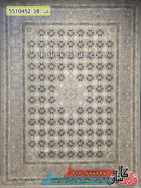 فرش کاشان - خرید فرش 1500 شانه طرح اصیل کلاسیک زمینه صدفی گل برجسته قالی کاشان