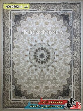 فرش کاشان خرید فرش طرح نائین زمینه صدفی گل برجسته قالی کاشان - فرش اصیل ایرانی