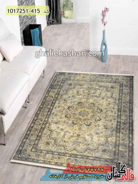 فرش کاشان خرید فرش وینتیج (کهنه نما) طرح زرین زمینه خاکستری قالی کاشان