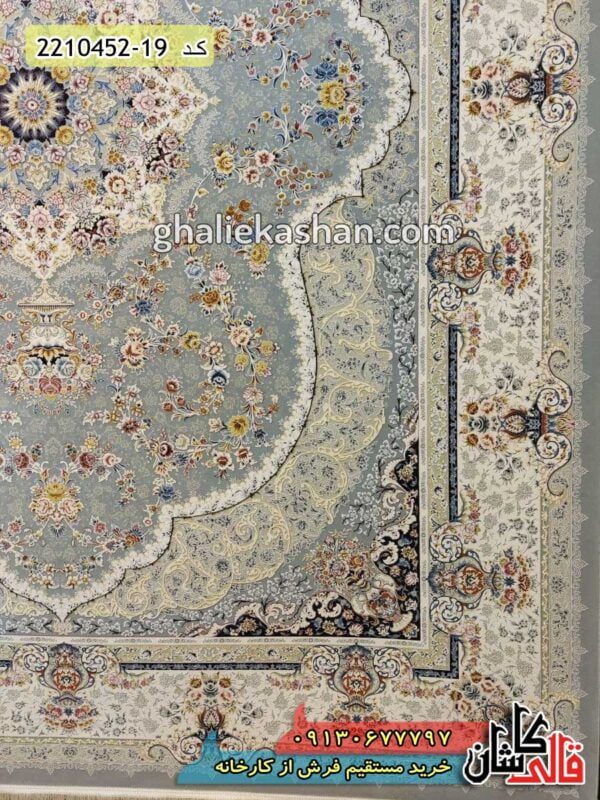فرش 1500 شانه طرح آرشیدا زمینه فیلی گل برجسته - خرید فرش کاشان از قالی کاشان