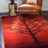 فرش سنتی 700 شانه طرح درخت زمینه لاکی کاشان - قالی کاشان - فرش کاشان