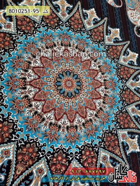 فرش کاشان قالی کاشان خرید فرش 700 شانه طرح پری ماه زمینه سرمه ای کاشان