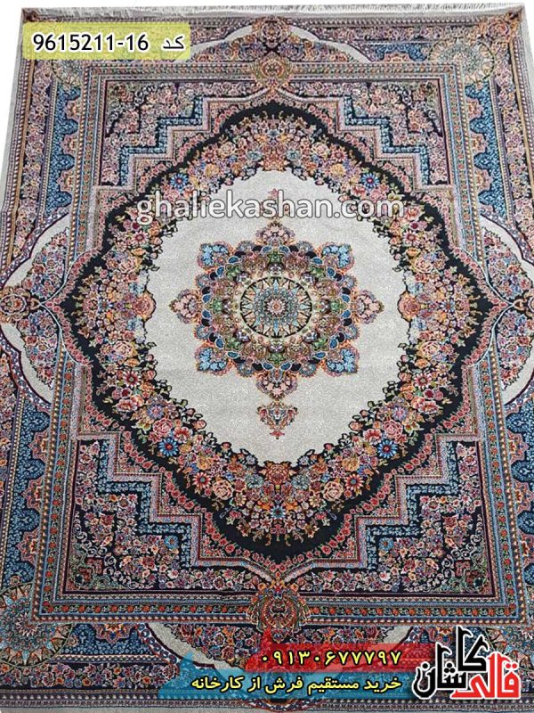 فرش کاشان قالی کاشان خرید فرش طرح 700 شانه طرح سحر زمینه فیلی - فرش ارزان قیمت ماشینی کاشان