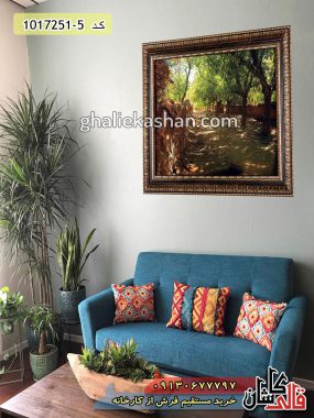 خرید تابلو فرش منظره 700 شانه طرح کوچه باغ خاکی از کارخانه قالی کاشان