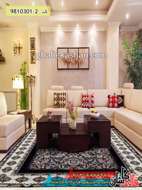 فرش کاشان قالی کاشان خرید فرش 1000 شانه طرح دلارام زمینه سرمه ای کاشان