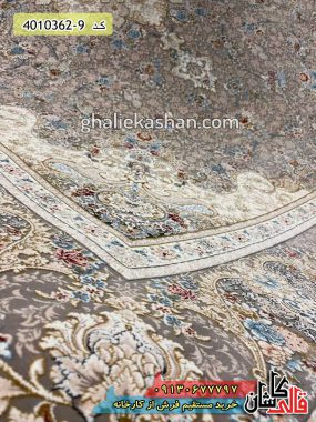 فرش کاشان خرید فرش 1200 شانه طرح ماهور زمینه سیلور گل برجسته قالی کاشان