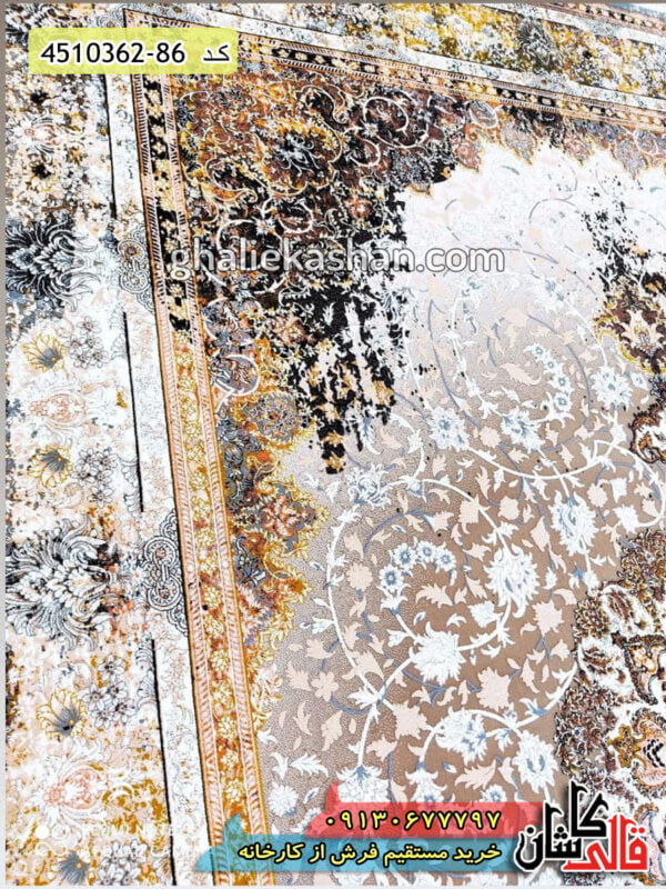 فرش وینتیج 1200 شانه طرح سلطنتی زمینه متالیک - فرش کاشان قالی کاشان