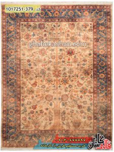 فرش وینتیج کهنه نما طرح گل و مرغ زمینه کرم کاشان - خرید فرش کاشان قالی کاشان