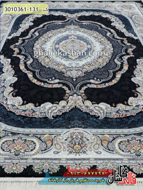 فرش 1200 شانه جدید کاشان طرح گلفشان سرمه ای - قالی کاشان