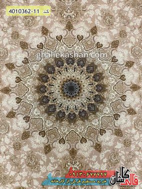 فرش طرح نایین 1200 شانه جدید زمینه سیلور گل برجسته کاشان - قالی کاشان