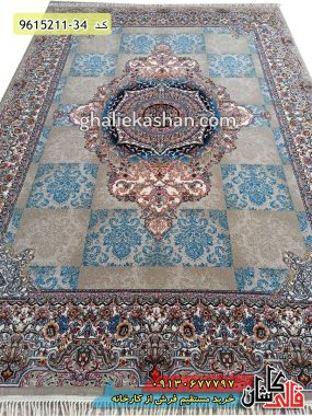 فرش طرح 700 شانه طرح نیلوفر زمینه فیلی قالی کاشان - فرش ارزان قیمت ماشینی کاشان