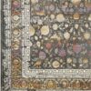 فرش 1200 شانه طرح وینتیج افشان نیلو زمینه ذغالی کاشان گل برجسته - قالی کاشان مدرن