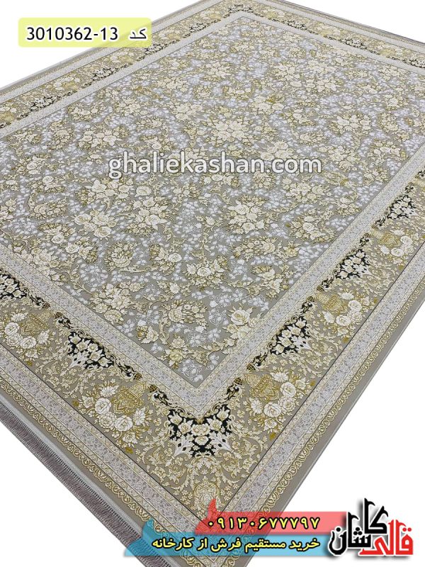 فرش افشان طرح طلاکوب جدید 1200 شانه زمینه ترمه ای گل برجسته - فرش مدرن و جدید 1401 کارخانه فرش کاشان