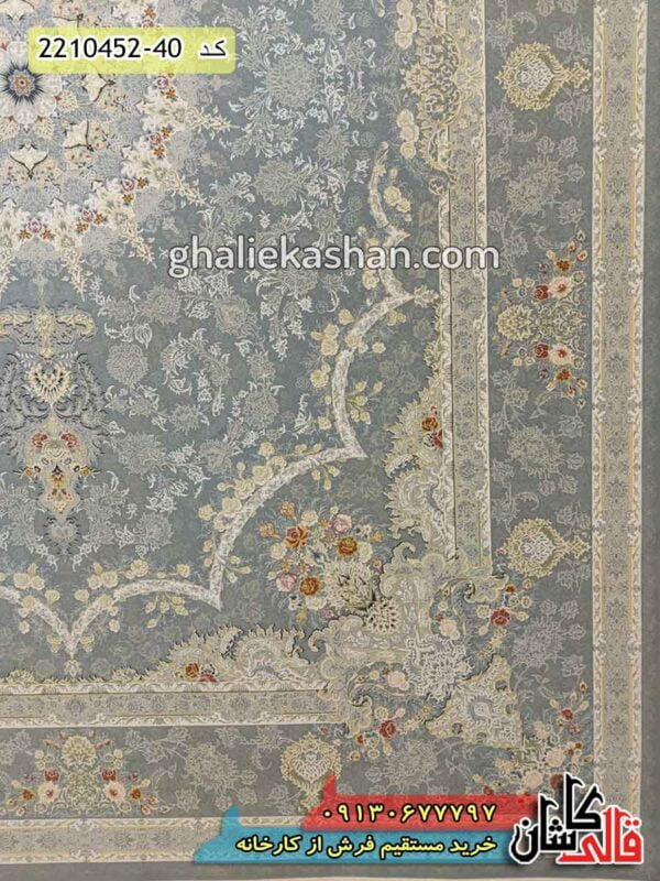 فرش 1500 شانه طرح قمصر زمینه فیلی گل برجسته کاشان - فرش فیلی رنگ مدرن و شیک