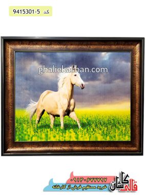 تابلو فرش طرح اسب 1000 شانه ماشینی کاشان - خرید تابلو فرش ارزان قیمت