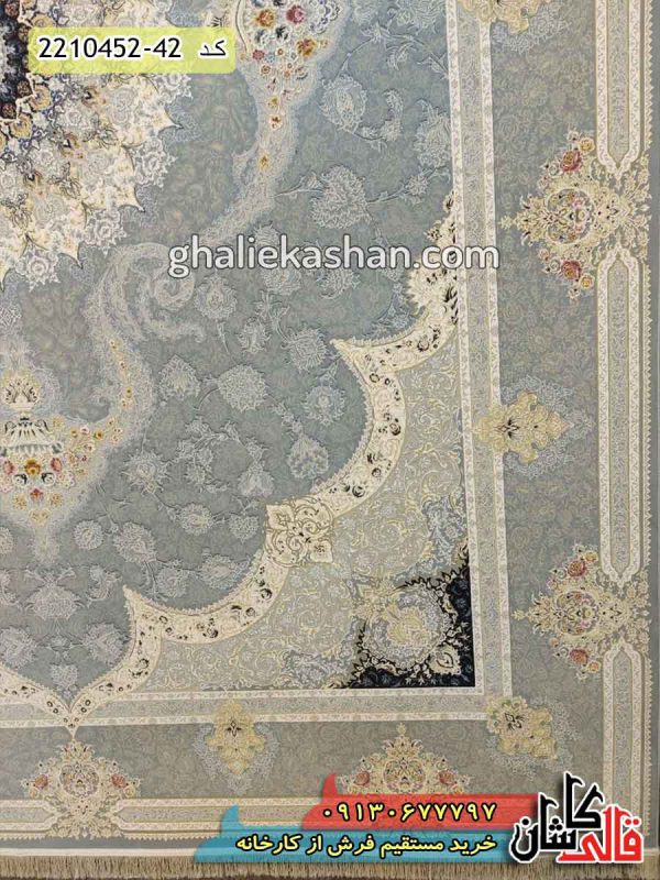 فرش 1500 شانه طرح سلنا زمینه فیلی گل برجسته طلاکوب کاشان - فرش مدل جدید پذیرایی