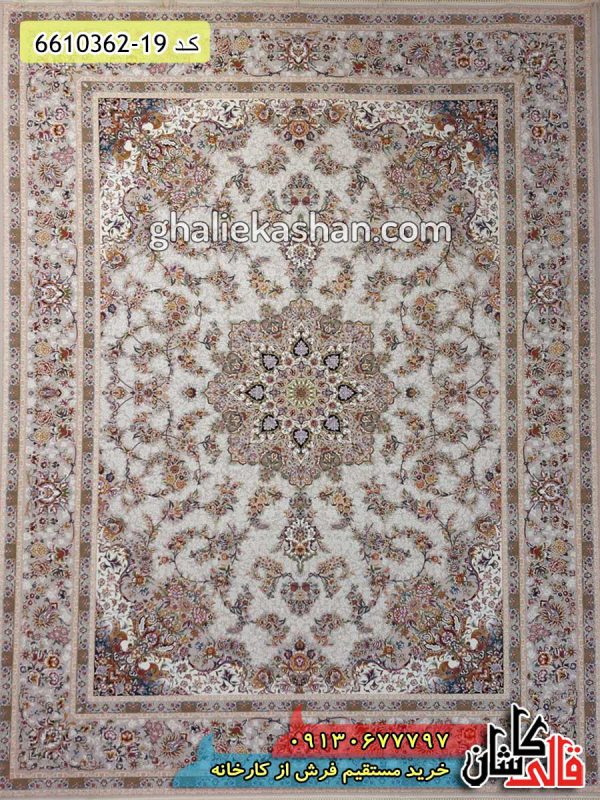 فرش 1200 شانه طرح جواهر فیلی رنگ گل برجسته کاشان