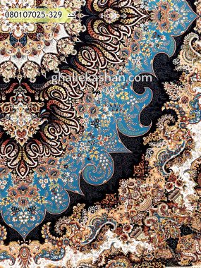 فرش 700 شانه طرح ملورین زمینه آبی کاشان