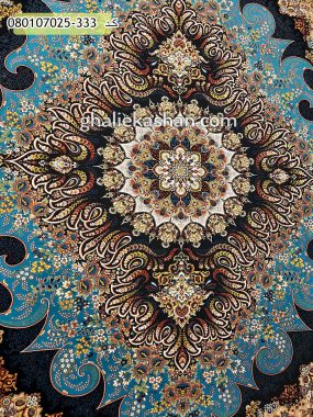 فرش 700 شانه طرح آرشیدا زمینه آبی کاشان