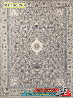 فرش 1500 شانه طرح کاخ رویا زمینه نقره ای کاشان - گل برجسته