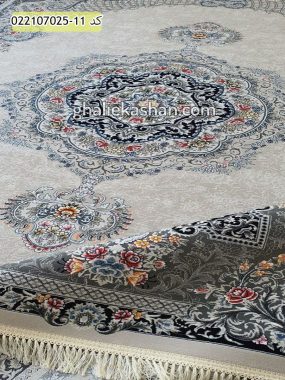 فرش 700 شانه طرح ژاکلین زمینه نقره ای کاشان