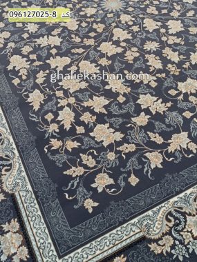 فرش 700 شانه افشان طرح جانان زمینه دودی کاشان