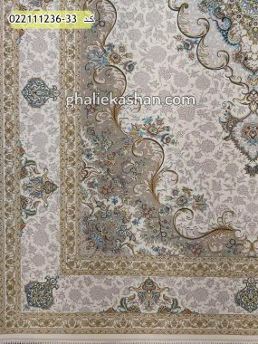 فرش 1200 شانه طرح سپهر زمینه کرم کاشان - گل برجسته