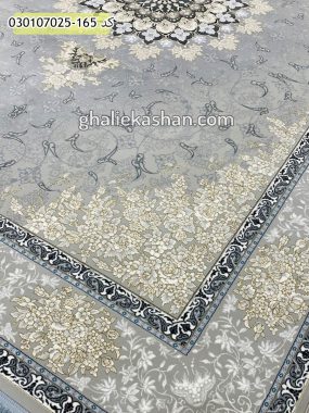 فرش 700 شانه طرح مهرگان زمینه سیلور کاشان
