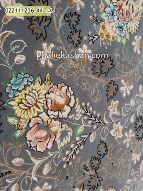 فرش 1200 شانه طرح مهتاب زمینه ذغالی کاشان- گل برجسته