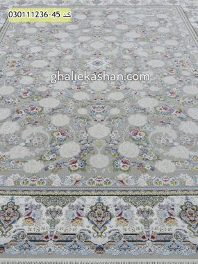 فرش 1200 شانه طرح هستی زمینه ترمه ای کاشان - گل برجسته