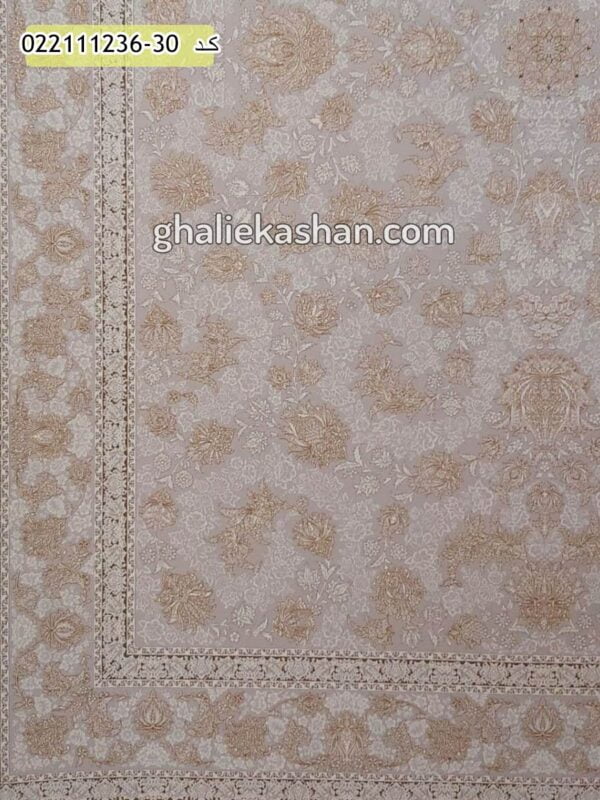 فرش 1200 شانه طرح دلکش زمینه نقره ای کاشان - گل برجسته