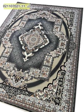 فرش 700 شانه طرح چشمه زمینه دلفینی کاشان