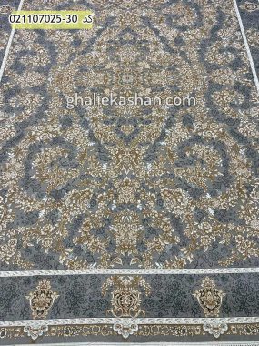 فرش 700 شانه طرح گل دار طلاکوب کد 319 زمینه فیلی کاشان