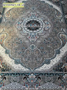 فرش 700 شانه طرح سوگند زمینه ترمه ای کاشان