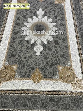 فرش 700 شانه طرح ترنج دار طلاکوب کد 318 زمینه فیلی کاشان