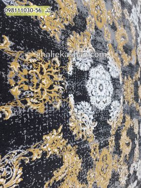 قیمت خرید فرش قالی کاشان فروش فرش ماشینی وینتیج 1000 شانه طرح افشان باغ بهشت زمینه زغالی کاشان - گل برجسته زمینه 2
