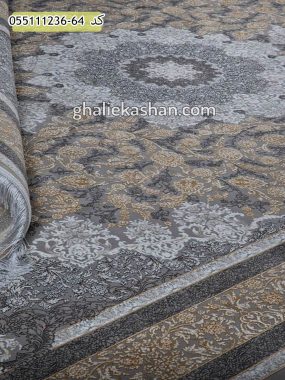 قیمت خرید فرش قالی کاشان فروش فرش ماشینی طلاکوب 1200 شانه طرح اسپادانا اصفهان زمینه نقره ای کاشان - گل برجسته زمینه 2