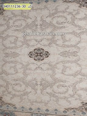 قیمت خرید فرش قالی کاشان فروش فرش ماشینی 1200 شانه طرح آرمان زمینه کرم صدفی کاشان - گل برجسته زمینه