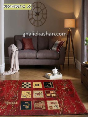 قیمت خرید فرش قالی کاشان فروش فرش ماشینی 700 شانه گبه بلوچ طرح نسی زمینه قرمز ( روناسی ) کاشان دکور