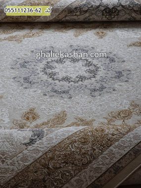 قیمت خرید فرش قالی کاشان فروش فرش ماشینی طلاکوب 1200 شانه طرح اسپادانا اصفهان زمینه کرم صدفی کاشان - گل برجسته زمینه