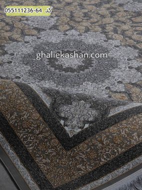 قیمت خرید فرش قالی کاشان فروش فرش ماشینی طلاکوب 1200 شانه طرح اسپادانا اصفهان زمینه نقره ای کاشان - گل برجسته زمینه