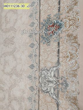 قیمت خرید فرش قالی کاشان فروش فرش ماشینی 1200 شانه طرح آرمان زمینه کرم صدفی کاشان - گل برجسته نزدیک