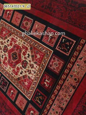 قیمت خرید فرش قالی کاشان فروش فرش ماشینی 700 شانه گبه بلوچ خشتی طرح ازبک زمینه قرمز ( روناسی ) کاشان نزدیک