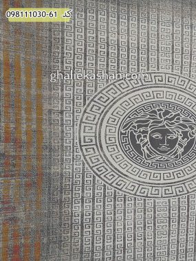قیمت خرید فرش قالی کاشان فروش فرش ماشینی وینتیج 1000 شانه طرح ورساچه زمینه بژ کاشان - گل برجسته زمینه