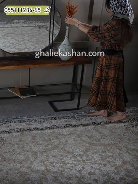 قیمت خرید فرش قالی کاشان فروش فرش ماشینی طلاکوب 1200 شانه طرح افشان دایانا زمینه کرم صدفی کاشان - گل برجسته دکور