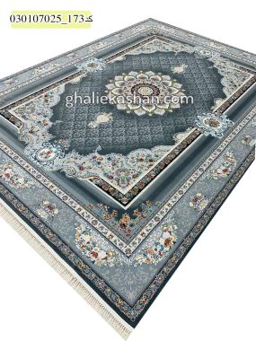 قیمت خرید فرش قالی کاشان فروش فرش ماشینی 700 شانه طرح ستاره زمینه دودی کاشان اریب