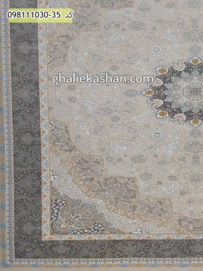 قیمت خرید فرش قالی کاشان فروش فرش ماشینی 1000 شانه طرح 1420 زمینه بژ کاشان - گل برجسته حاشیه