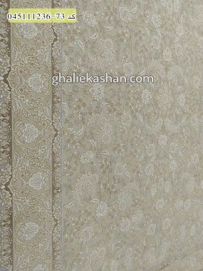 قیمت خرید فرش قالی کاشان فروش فرش ماشینی طلاکوب 1200 شانه طرح افشان دلنواز زمینه صدفی کاشان - گل برجسته حاشیه